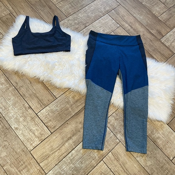 Outdoor Voices Tri Tone Blue Legging and Sports Bra Set XL - Picture 5 of 9